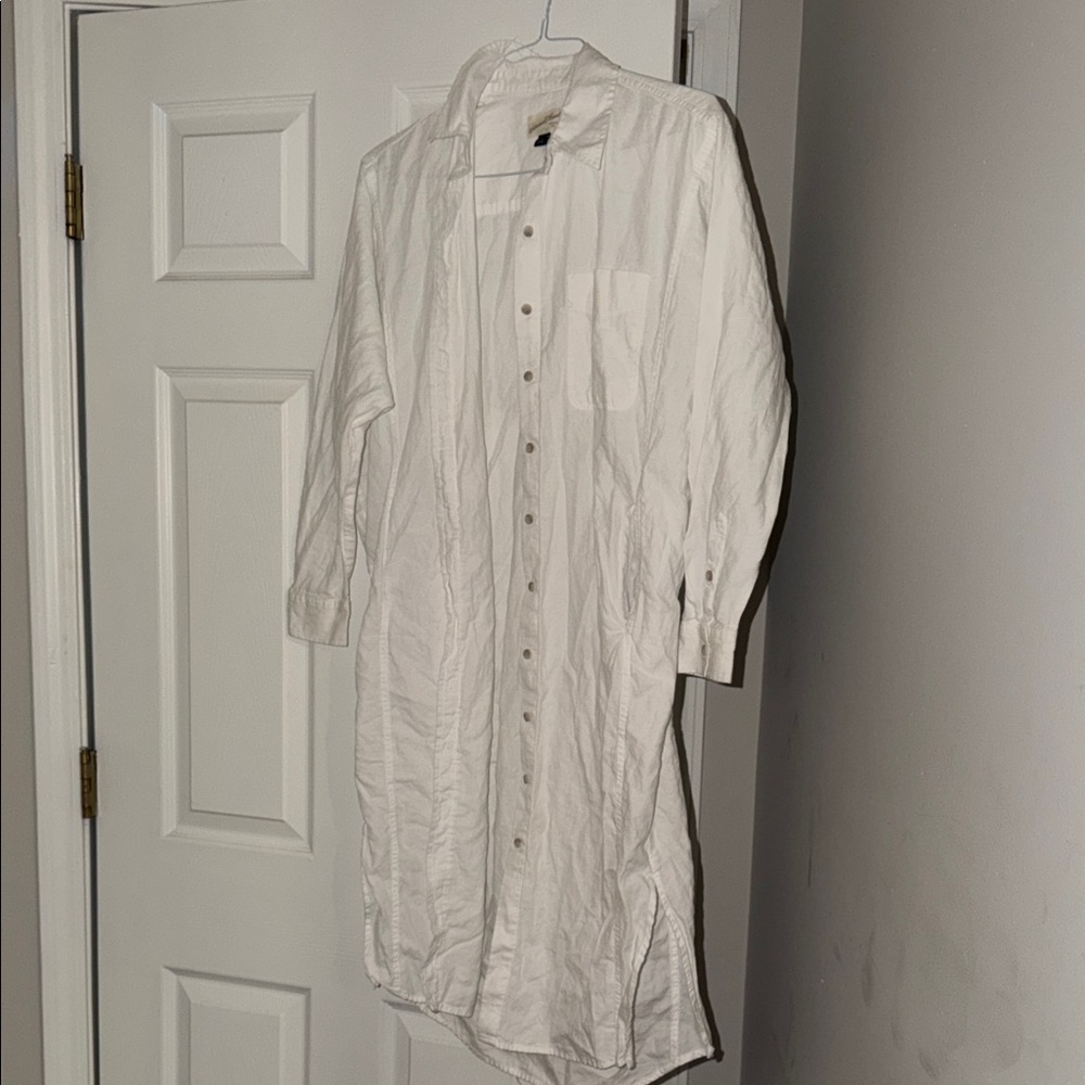 White Button-Up Shirt Dress